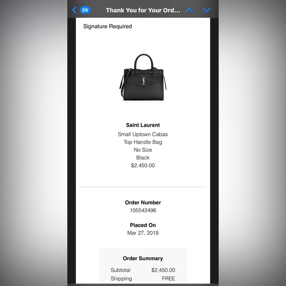 Saint Laurent YSL Small Uptown Cabas Top Handle Bag Black Clutch - Picture 15 of 15